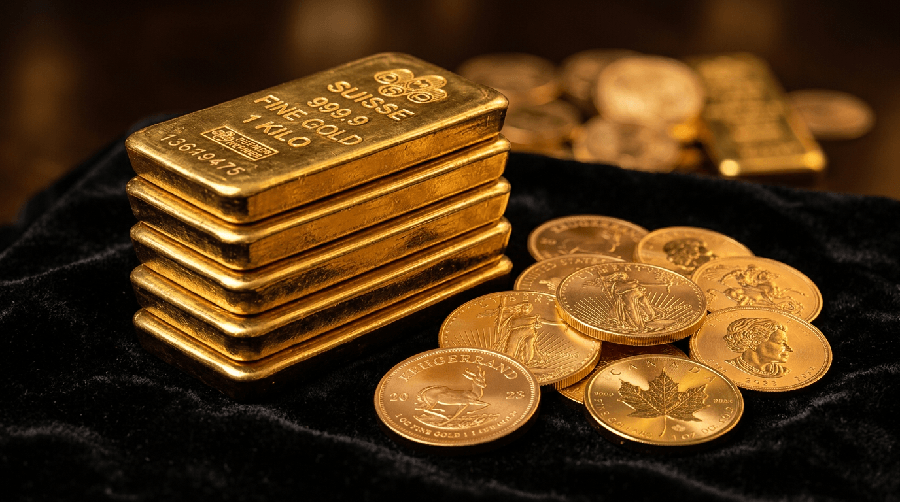 Physical gold bars and gold coins — investing in precious metals as a store of value